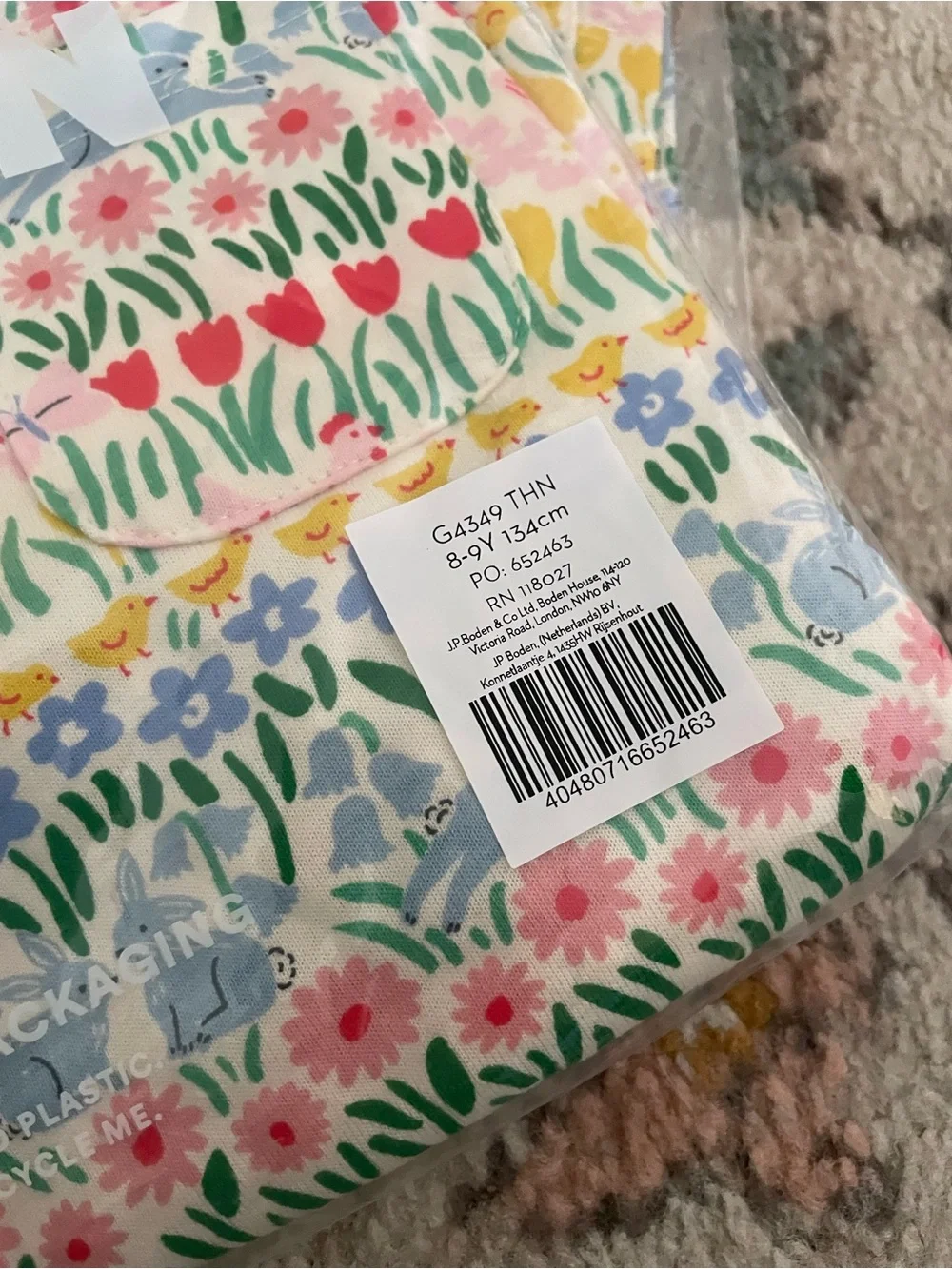 NWT Boden Girls' Floral Stripe Cotton Dress - Pink, Yellow, Blue, Green Animals